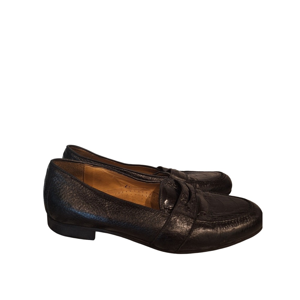 Zelli Black Genuine soft leather Crocodile  Loafer‎ Size 9.5M